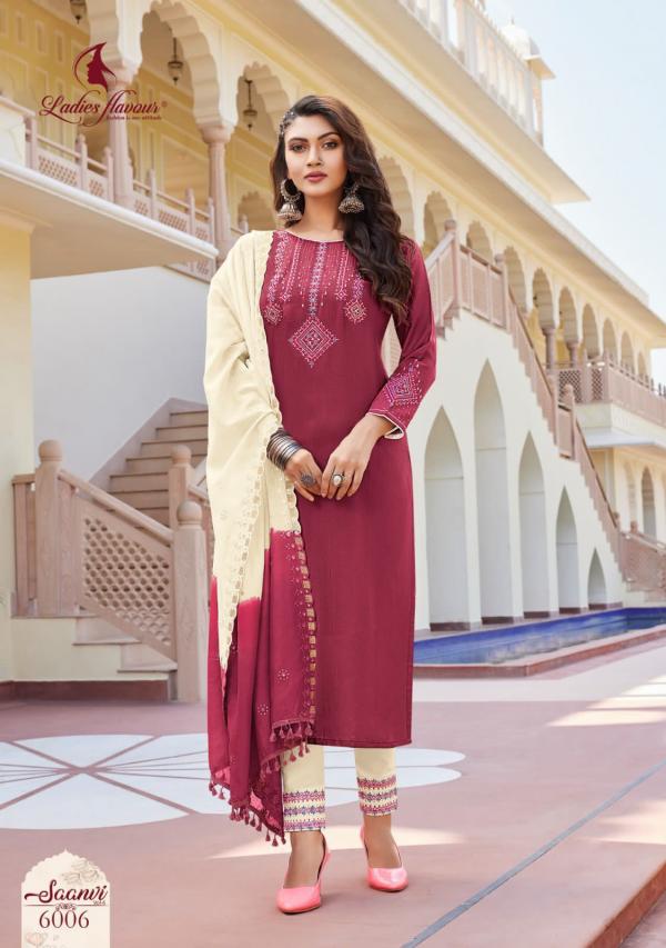 Ladies Flavour Saanvi Vol 6 Exclusive Kurti With Bottom Dupatta Collection